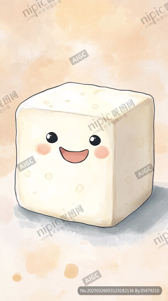 可爱卡通豆腐形象插画