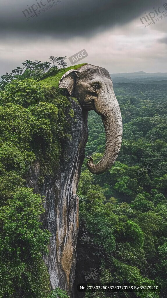 悬崖上的奇幻大象景观