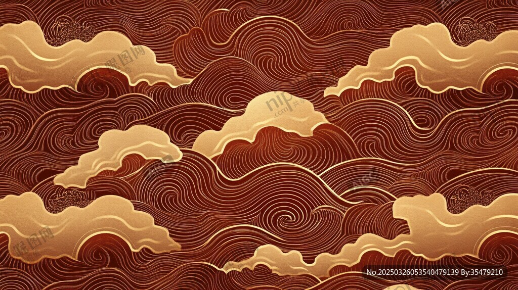 中式古典云纹波浪背景图