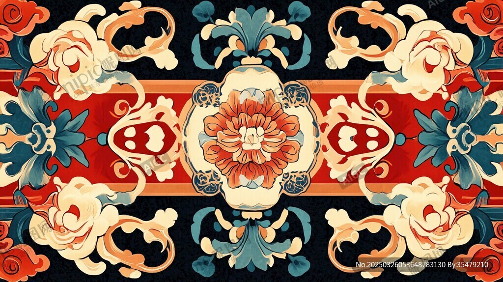 中式古典花卉纹样图案