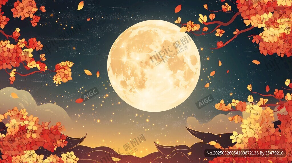 秋夜明月下的诗意景致