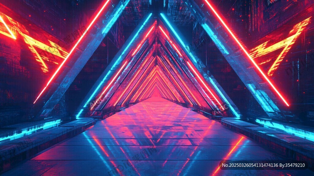未来感霓虹科幻通道空间