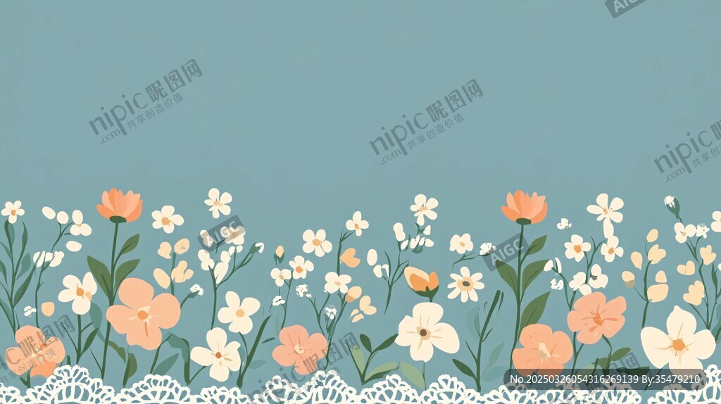清新花卉花边背景图