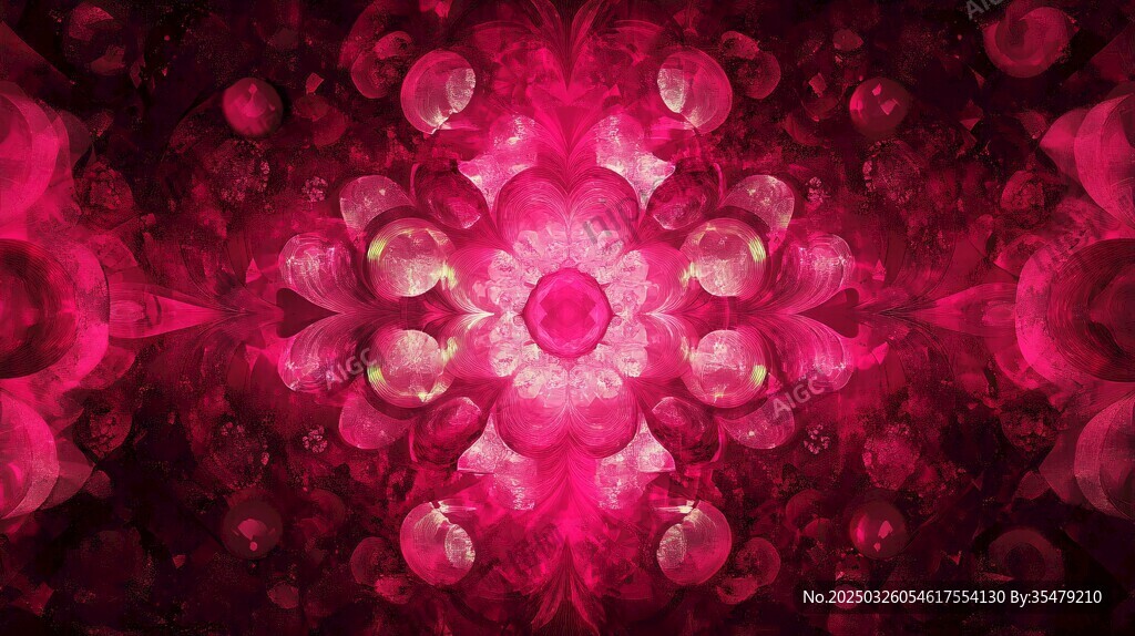 梦幻粉紫对称抽象花纹图案