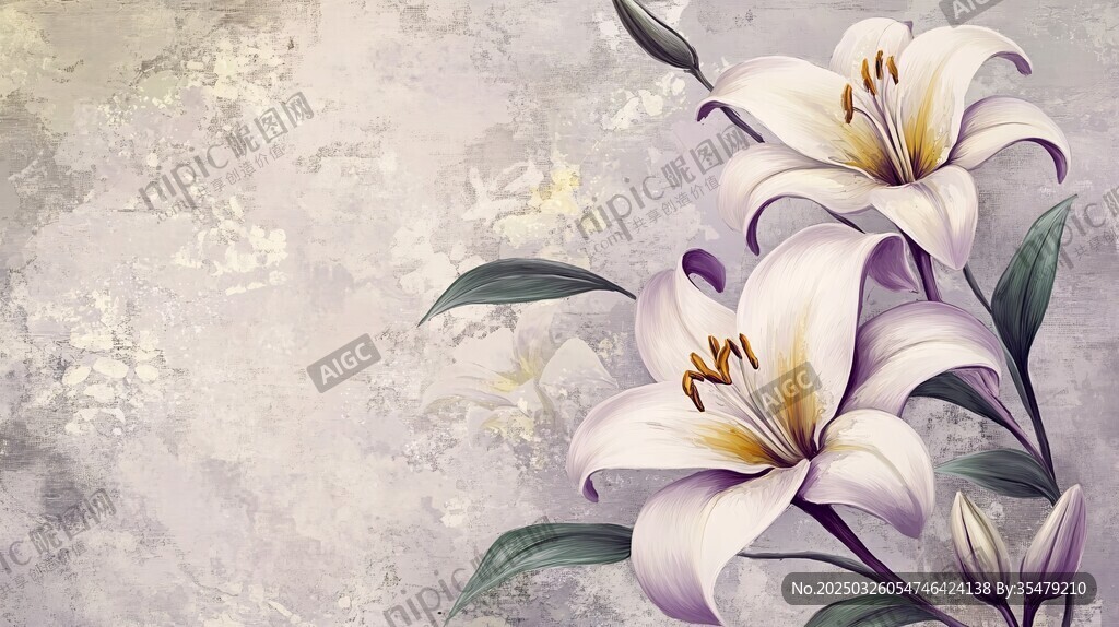 淡雅百合花绽放背景图