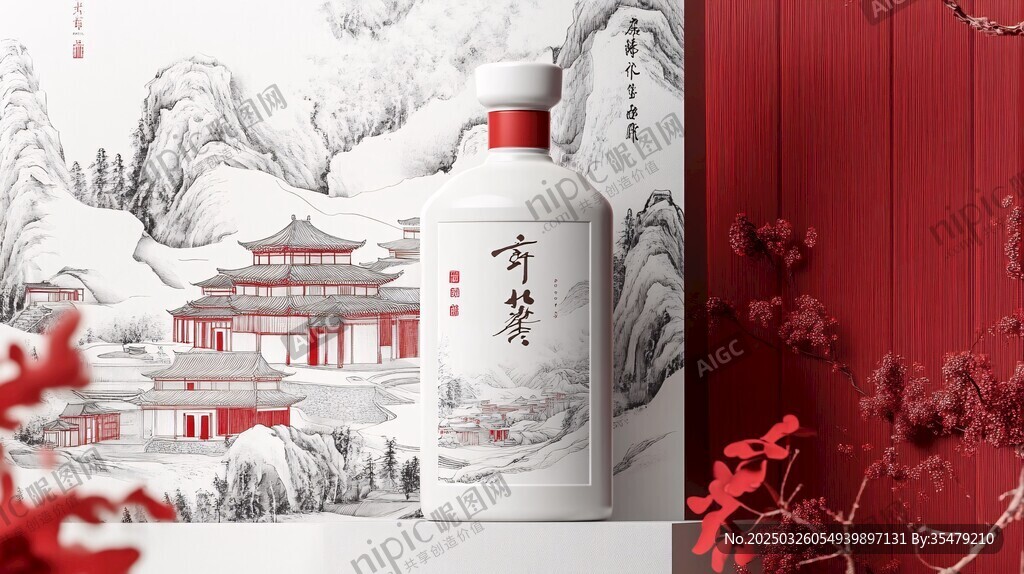中式典雅奇袭白酒瓶展示