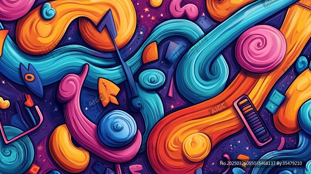 梦幻多彩抽象流体艺术图案