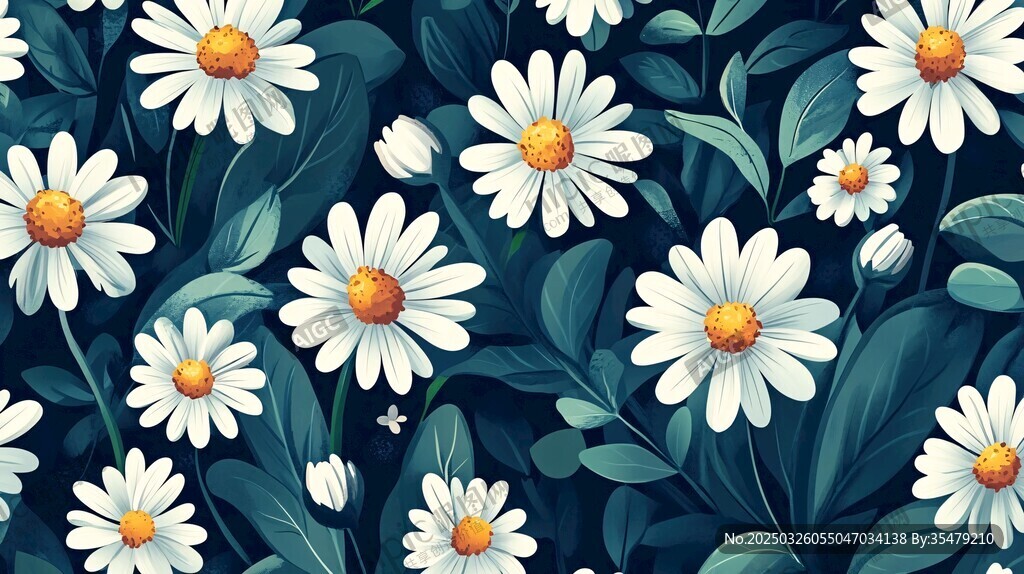 小雏菊花卉图案背景图