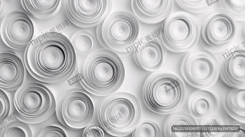 白色立体纸圈纹理背景