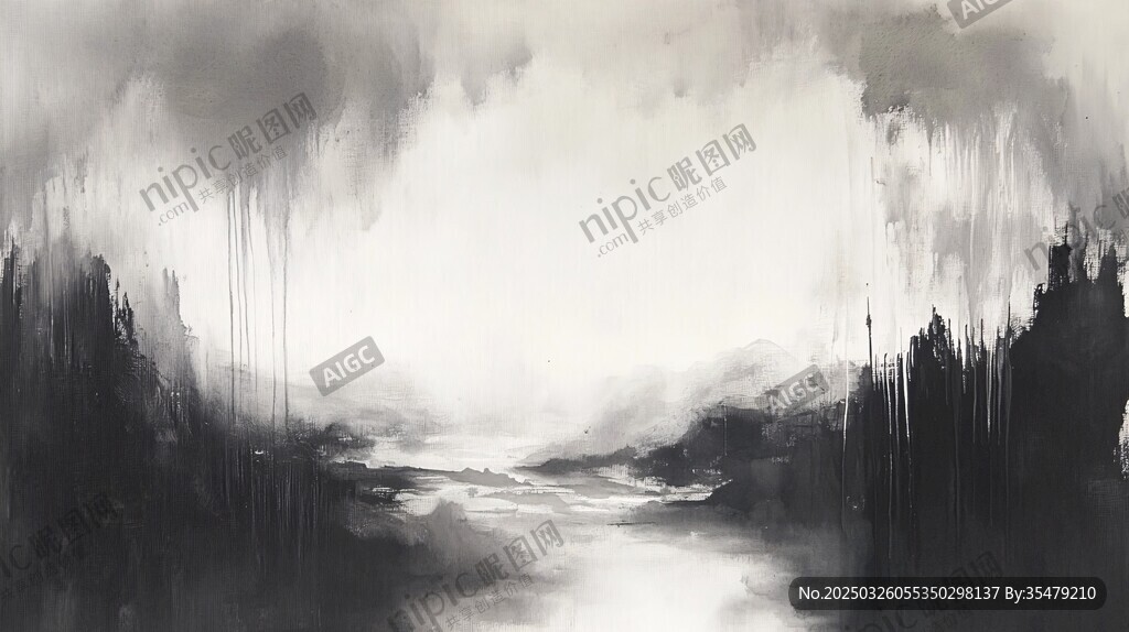 水墨意境山水抽象画