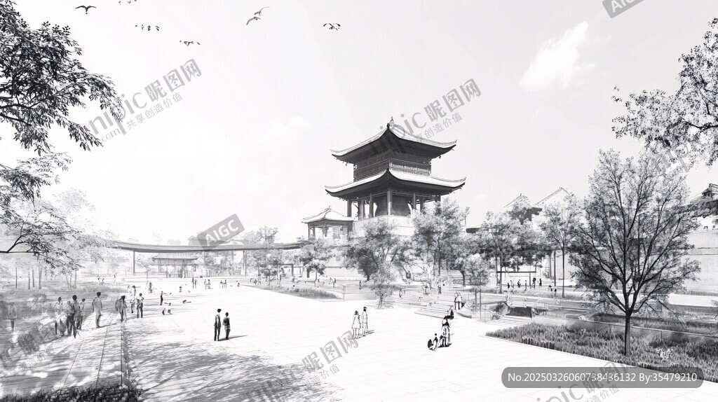 古风庭院景观设计效果图