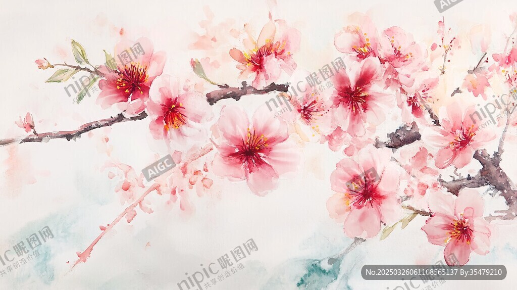 水墨桃花图