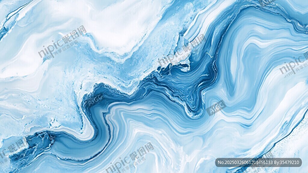 蓝色流体纹理抽象艺术背景