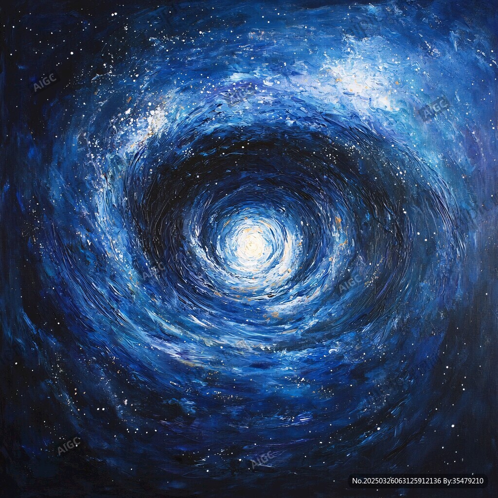 梦幻蓝色星系漩涡艺术画