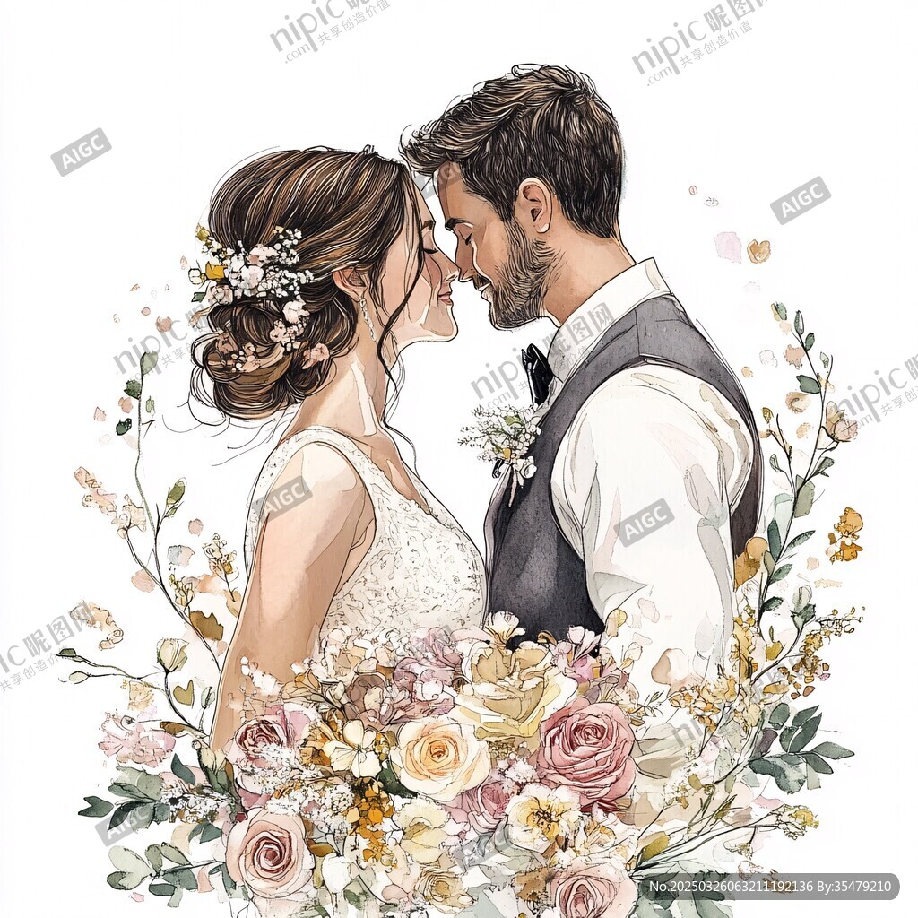 浪漫新婚夫妇的甜蜜瞬间