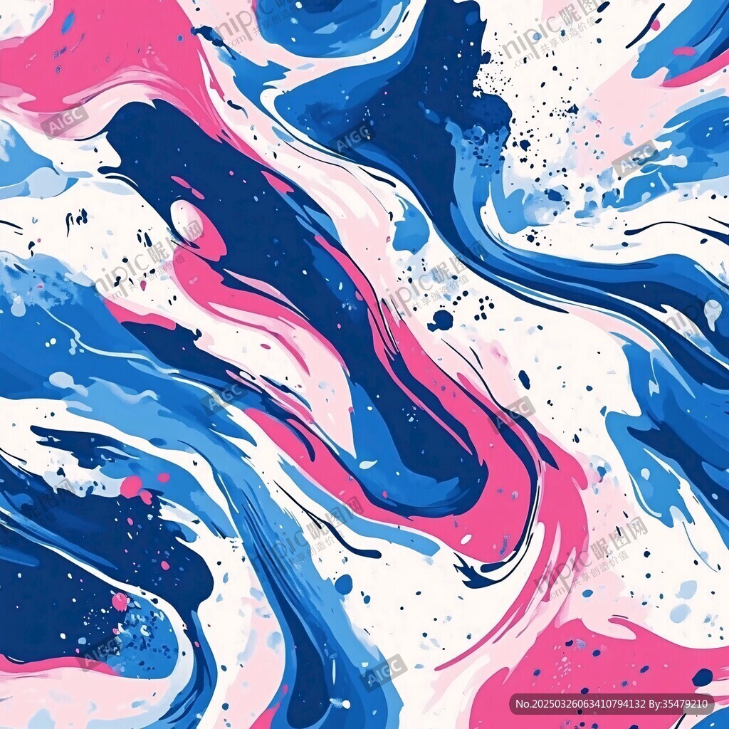 流体艺术图案 蓝粉色彩交融