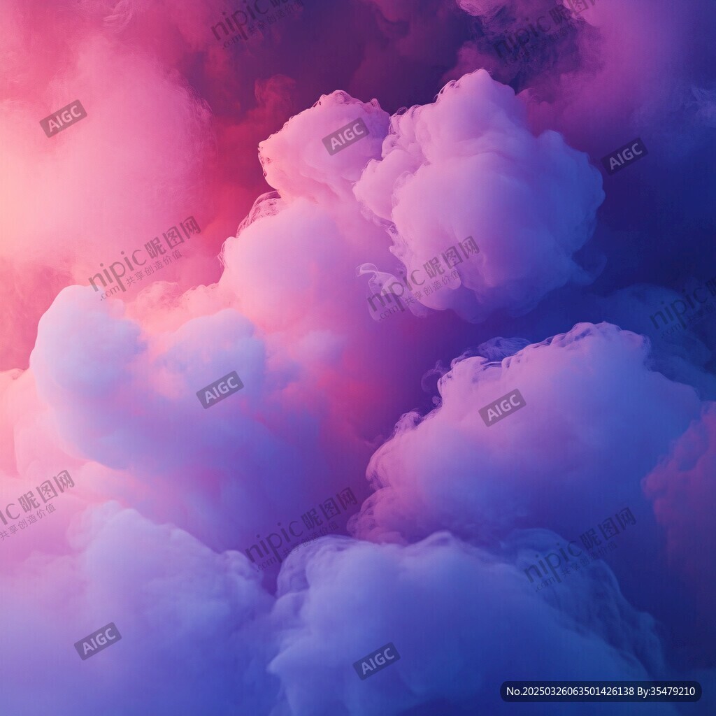 梦幻粉紫云朵天空景象