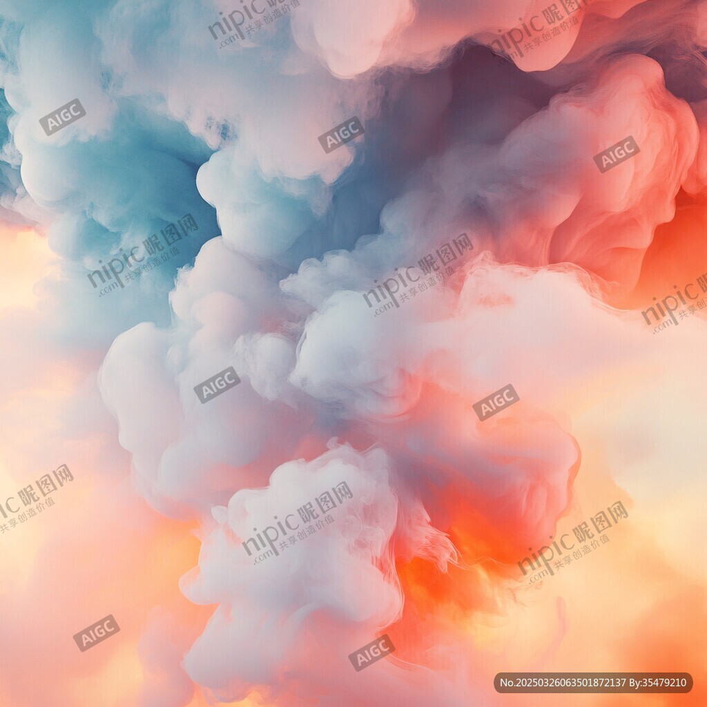梦幻绚丽天空中的彩色云朵