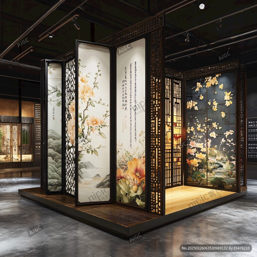 中式屏风 传统美学空间展示