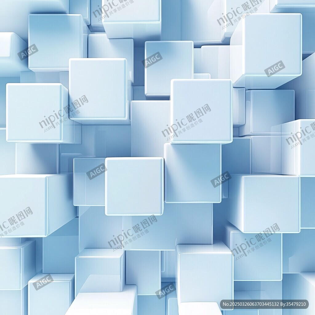 蓝色立体方块几何背景图