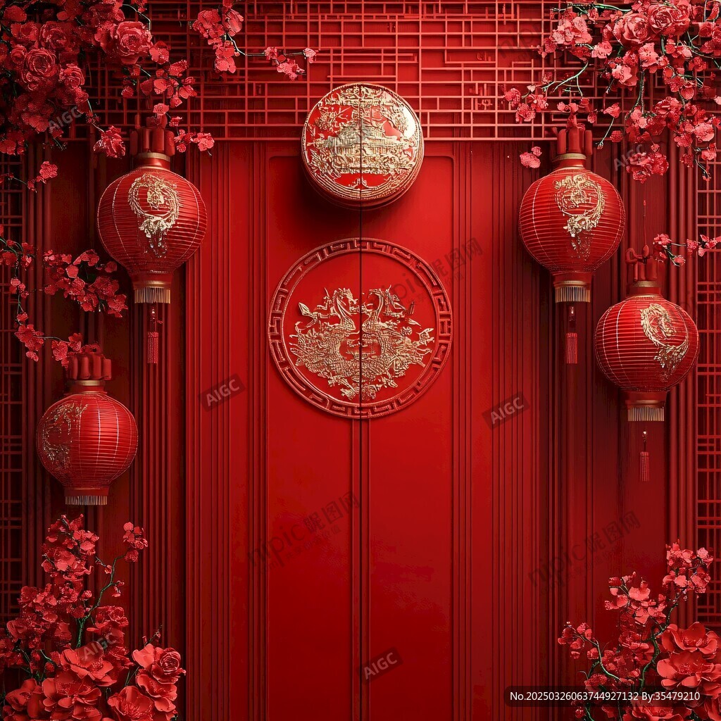中式红门挂饰喜庆氛围浓