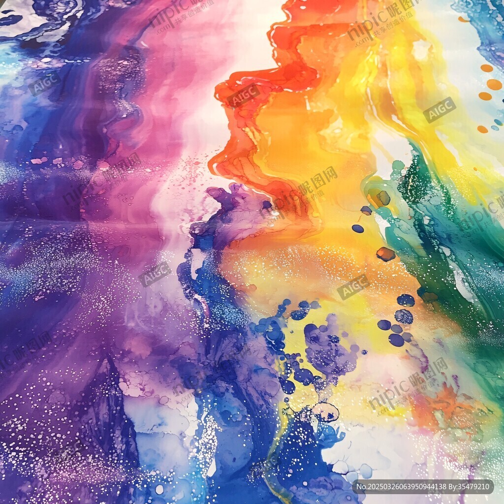 梦幻多彩水彩抽象艺术画