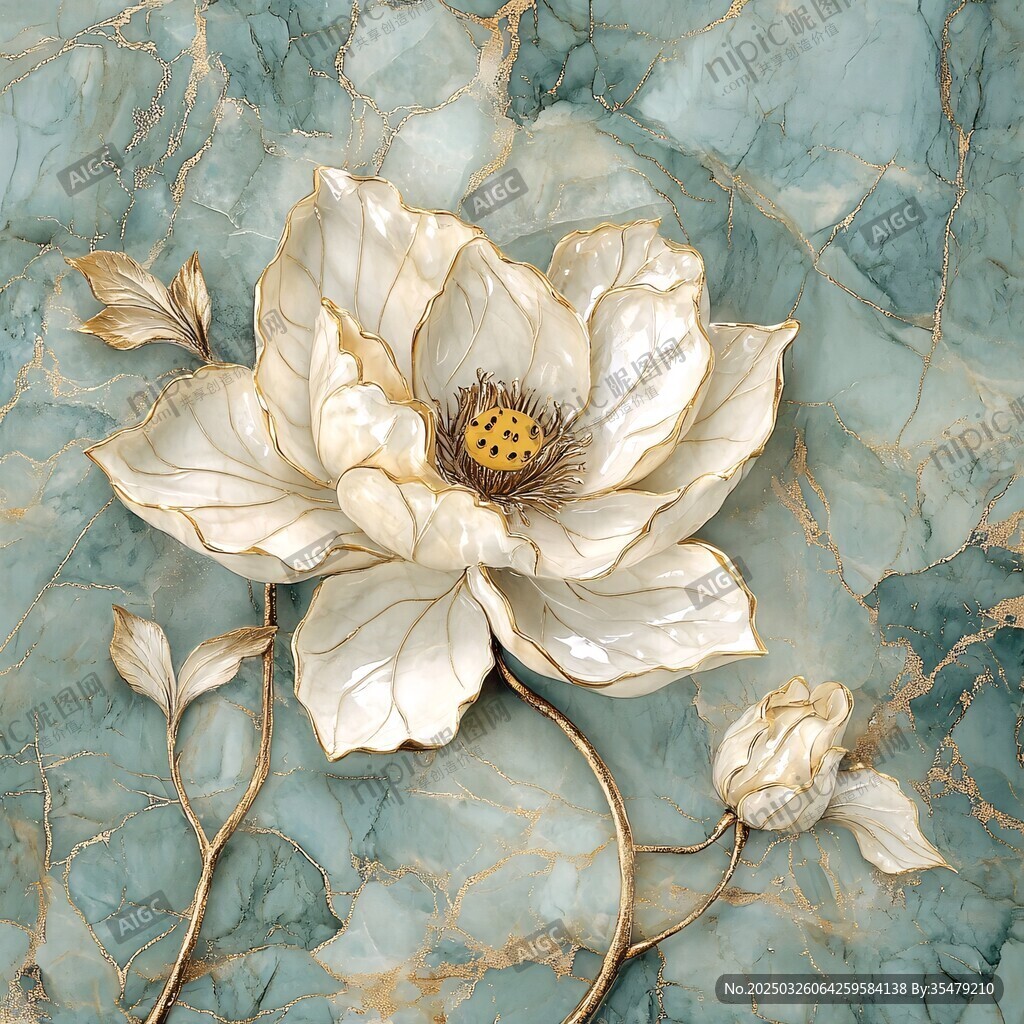 玉色莲花大理石背景图案