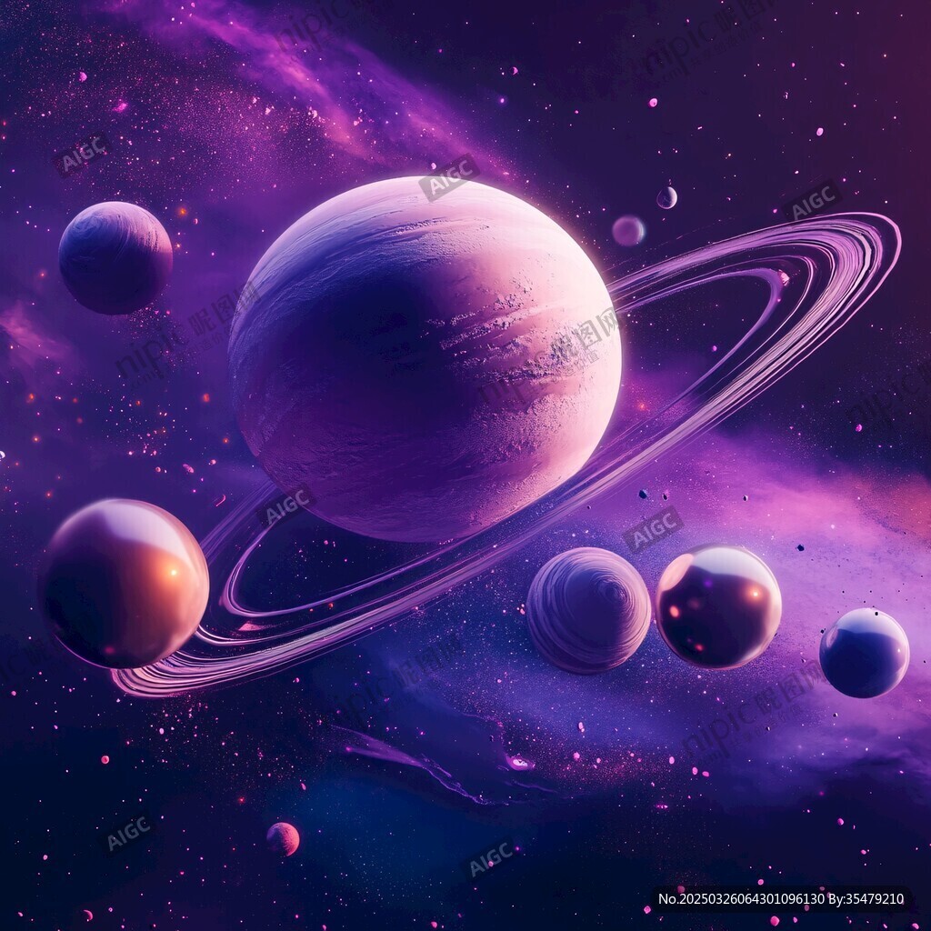 梦幻紫色系星际行星景观