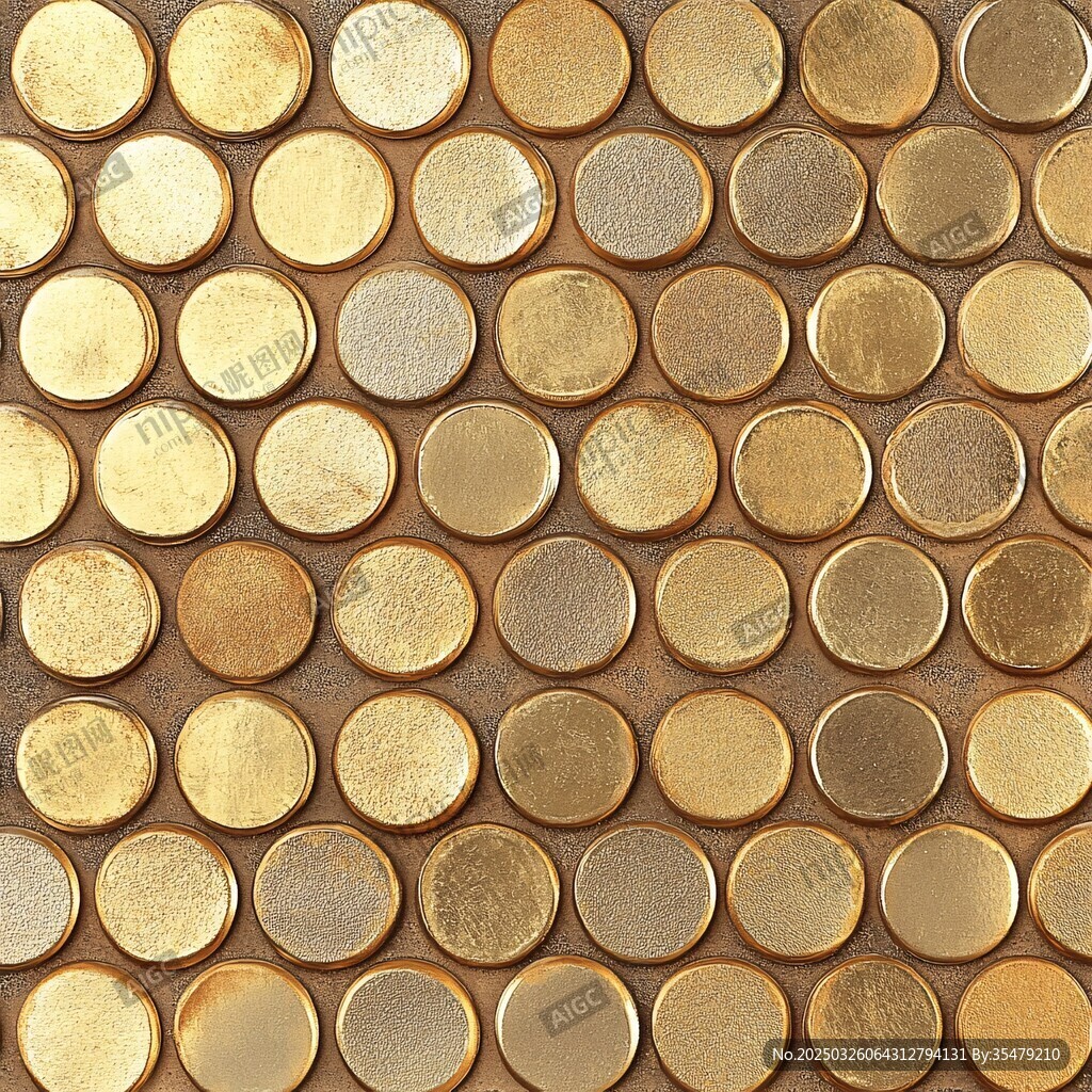金色圆形马赛克瓷砖纹理
