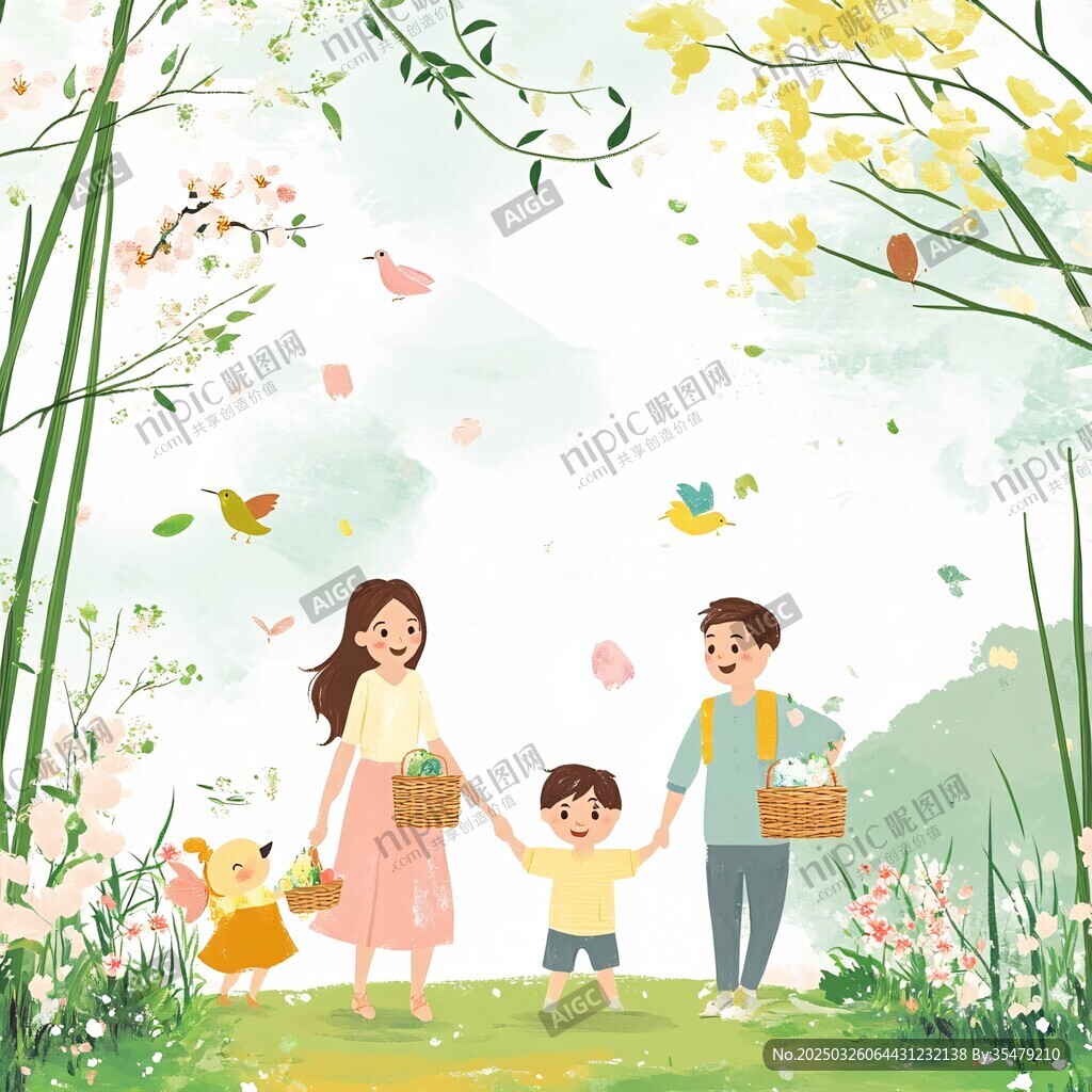 春日家庭漫步图