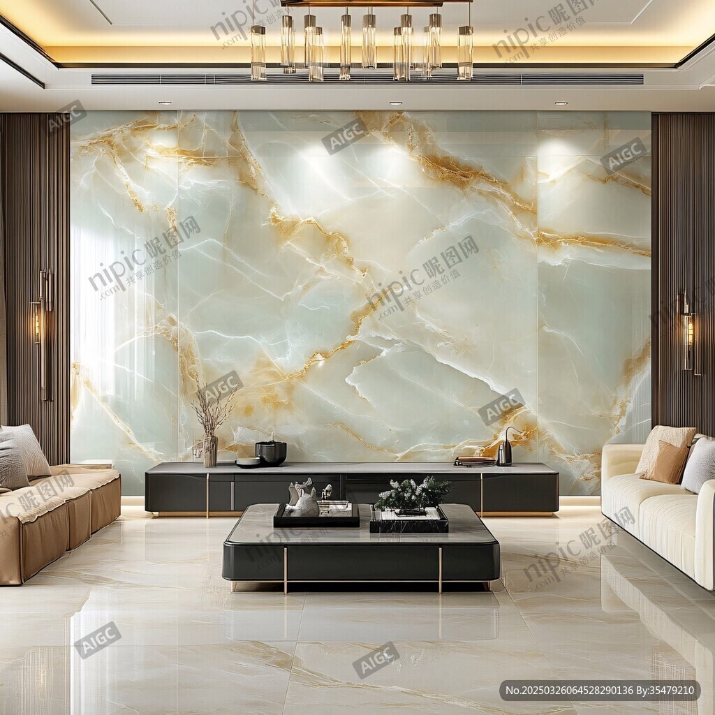 奢华大理石背景墙客厅设计