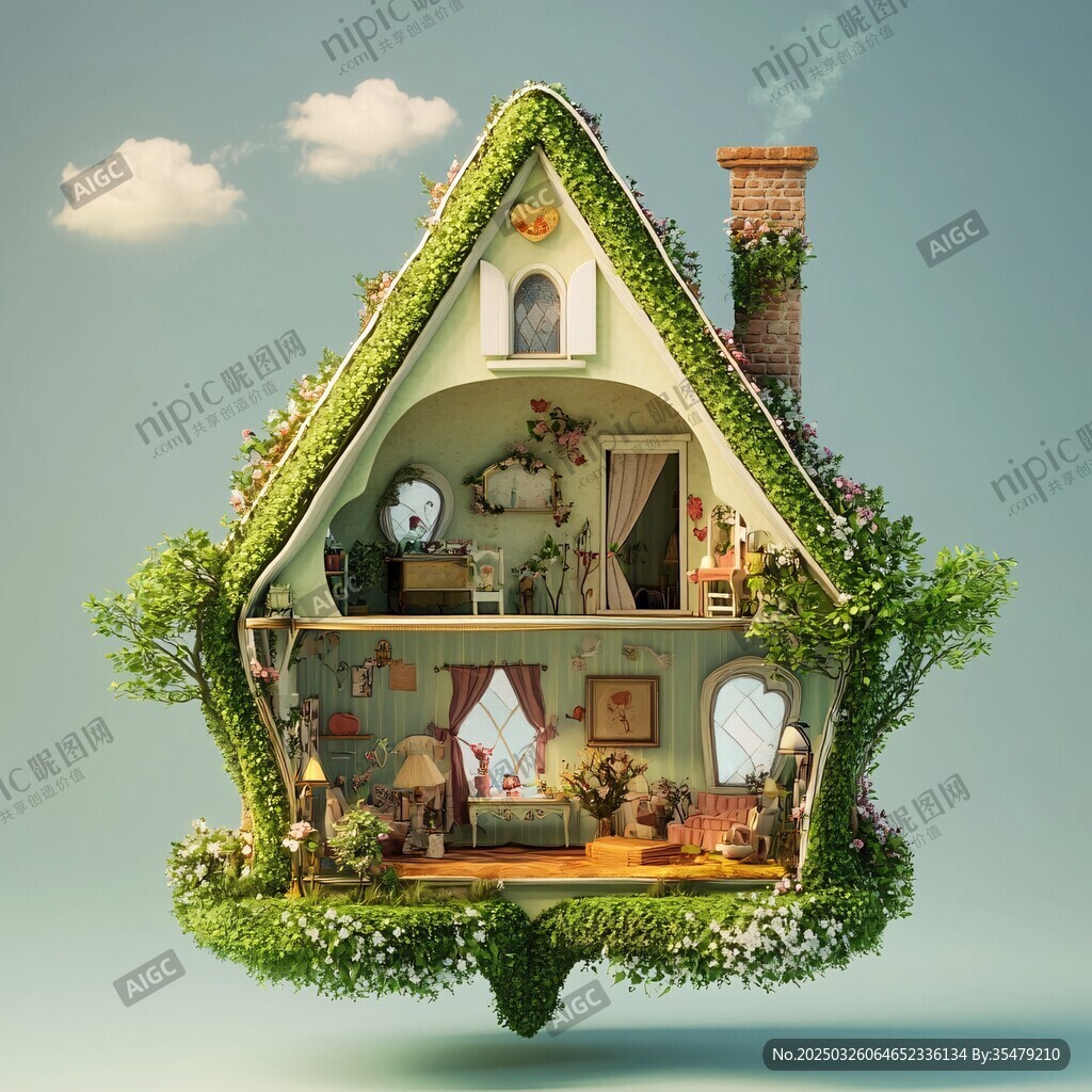 悬浮的绿植梦幻小屋