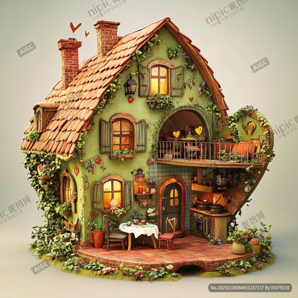 梦幻童话风的绿植装饰小屋