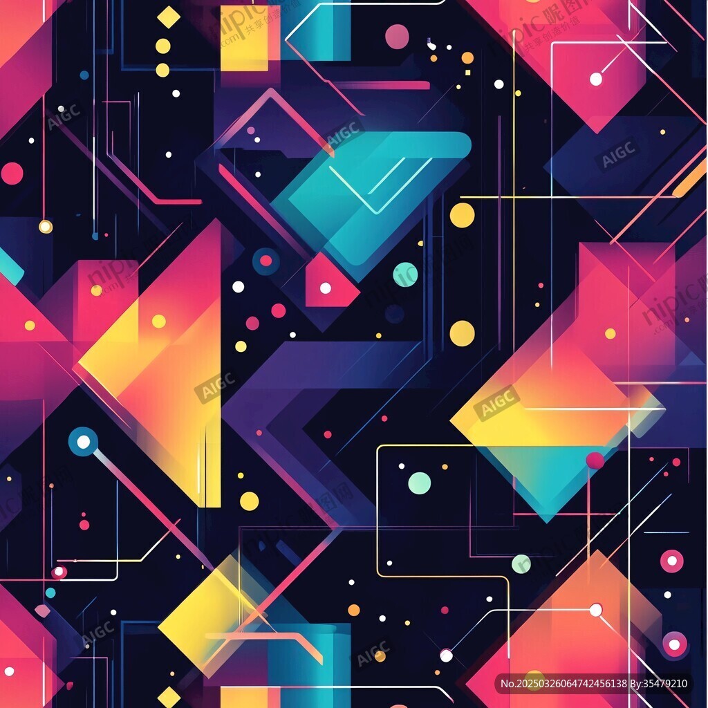 炫彩几何抽象图案背景图