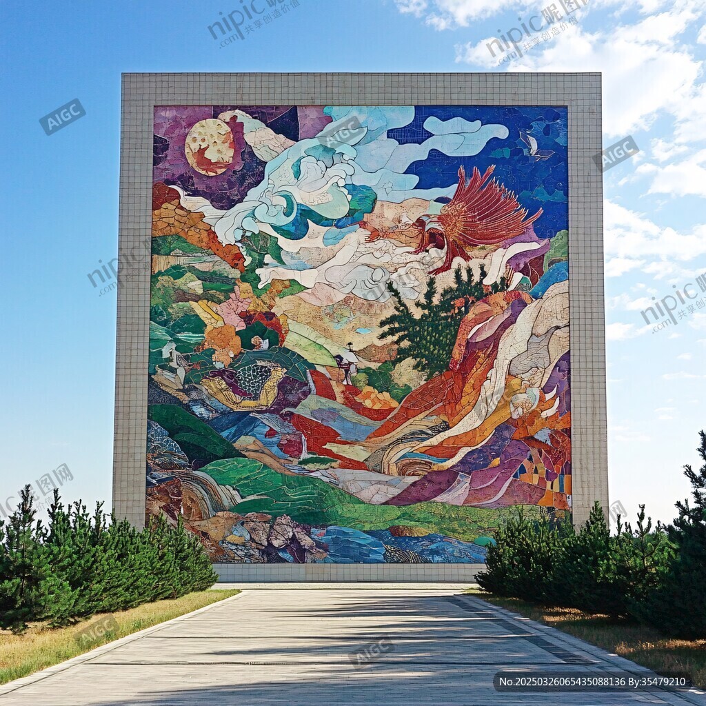 巨型绚丽壁画展现奇幻世界