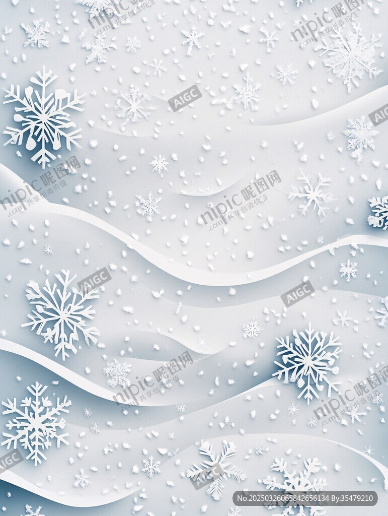 冬日雪花波浪纹理背景图