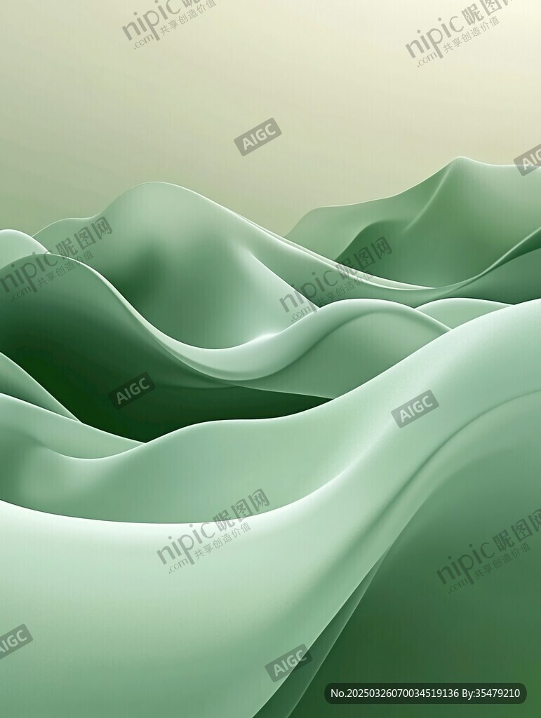 淡绿色流动质感波浪背景