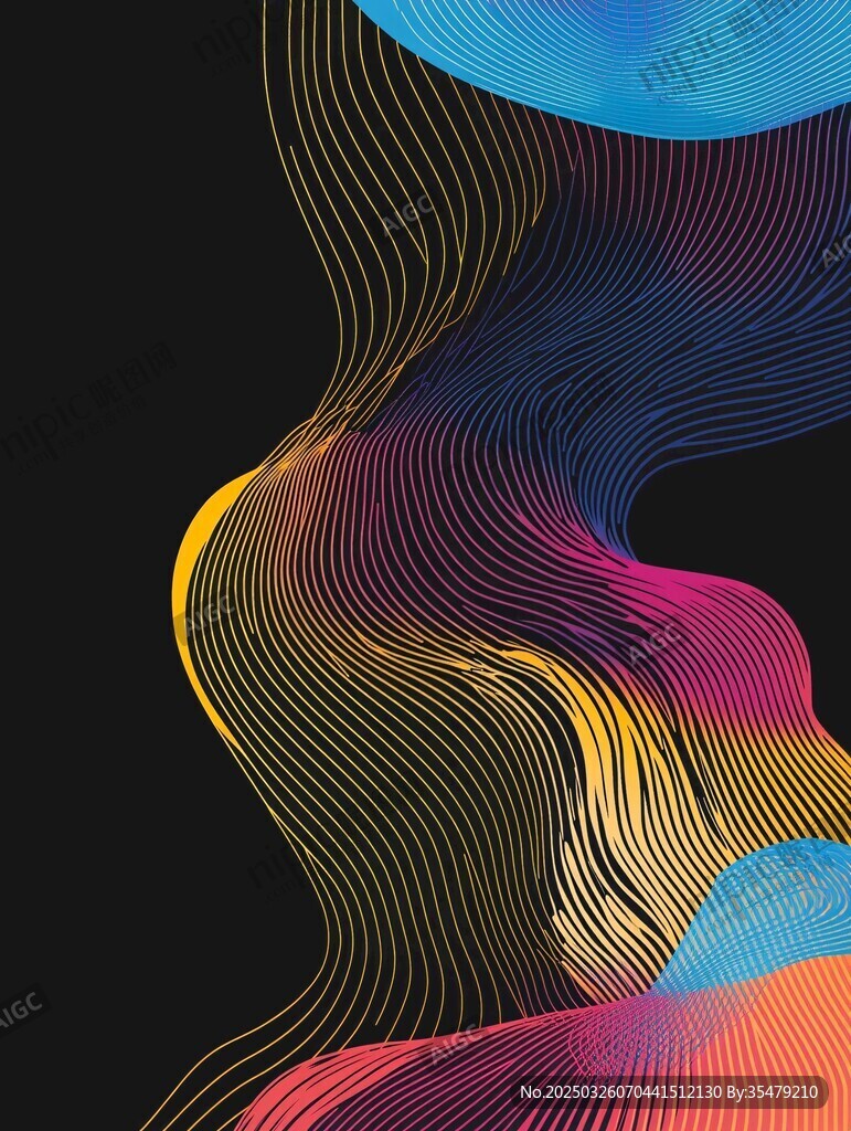 彩色动感线条抽象艺术图