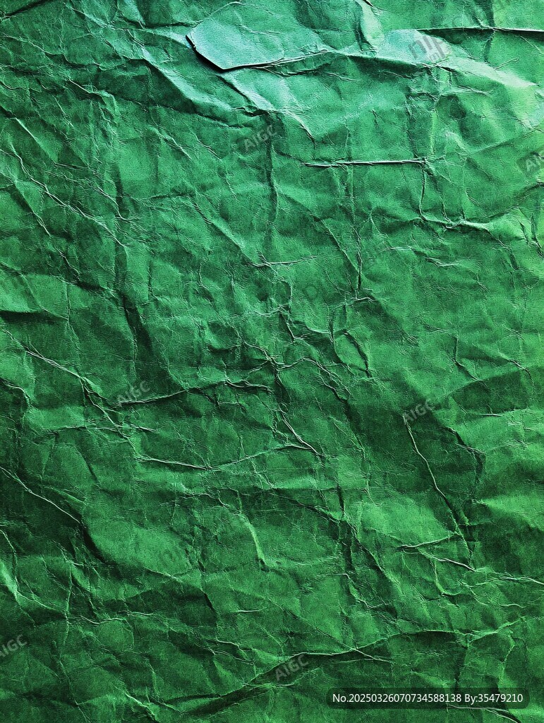 绿色褶皱纸张纹理背景