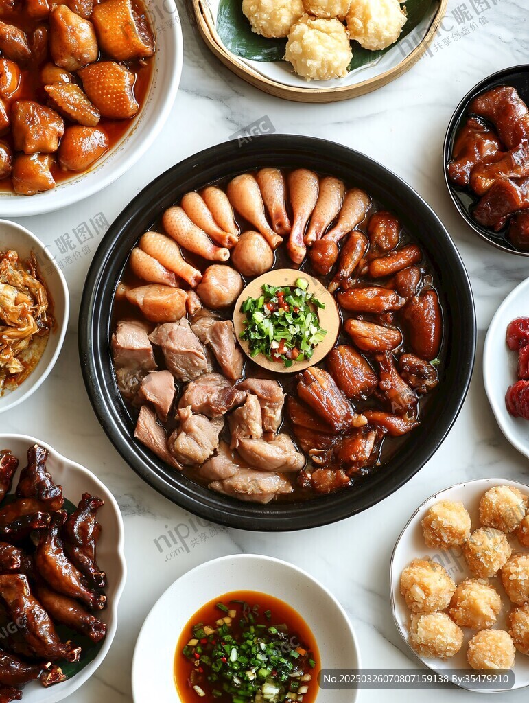 丰盛卤味拼盘美食展示