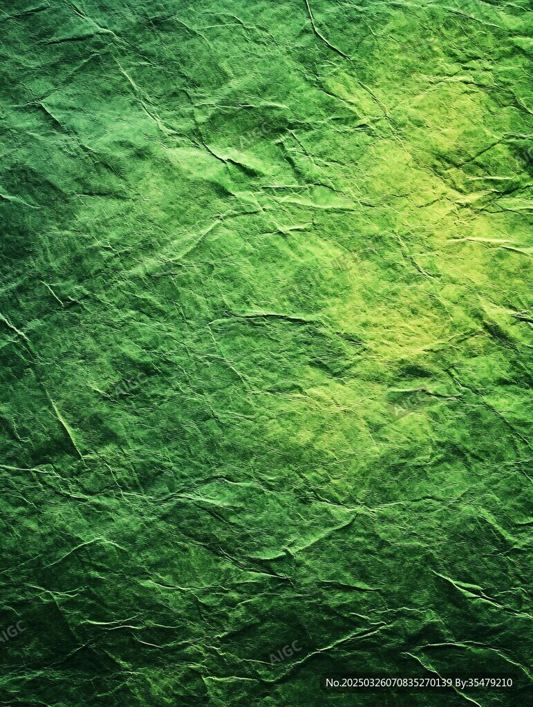 绿色褶皱纸张纹理背景