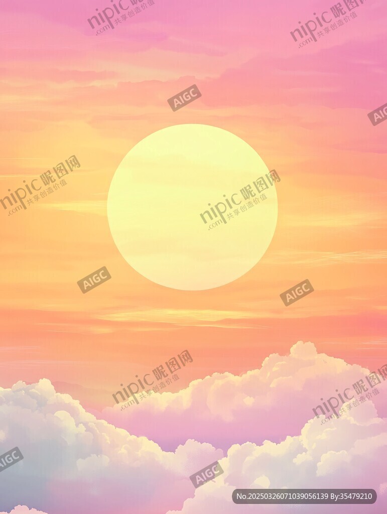 梦幻天空中的温暖大太阳