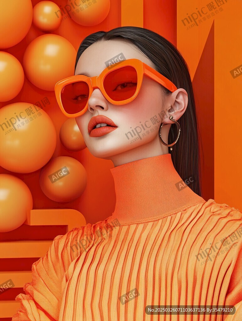 橙色时尚风美女酷炫登场