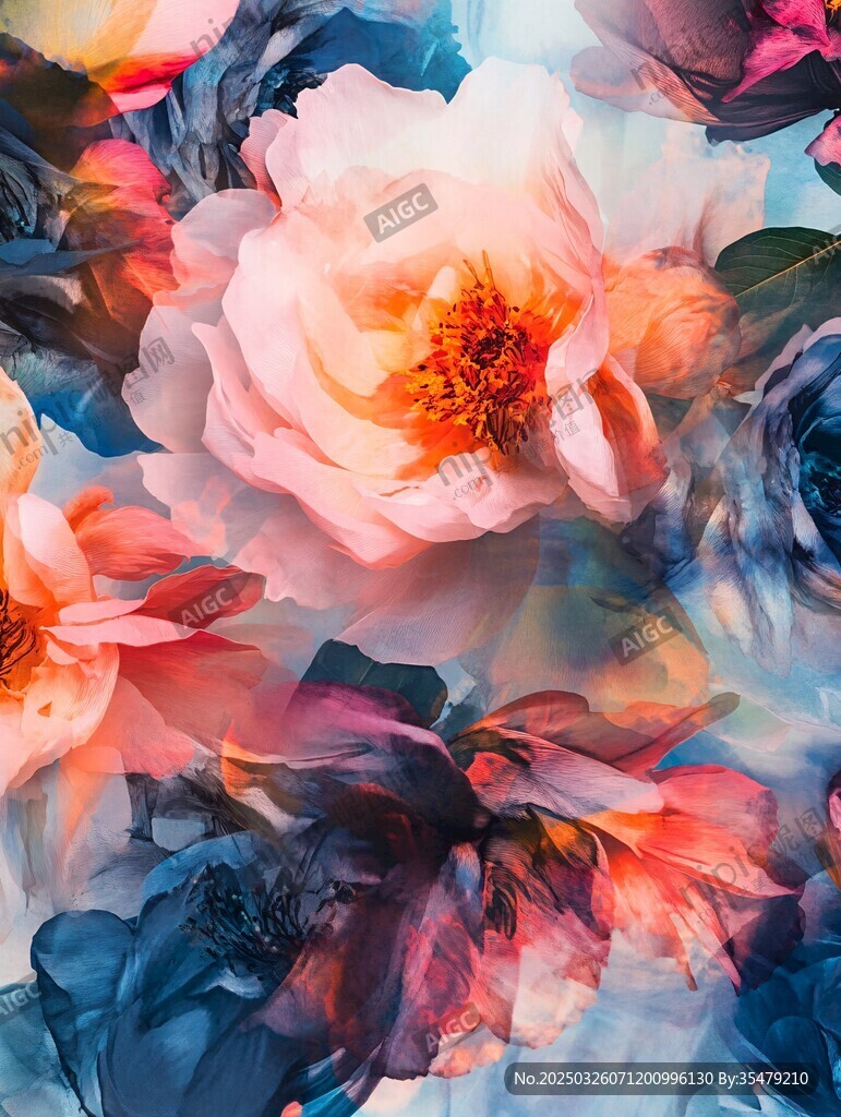 梦幻花卉水彩艺术图案