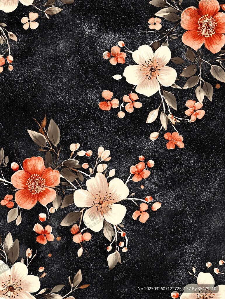 黑色背景花卉图案设计