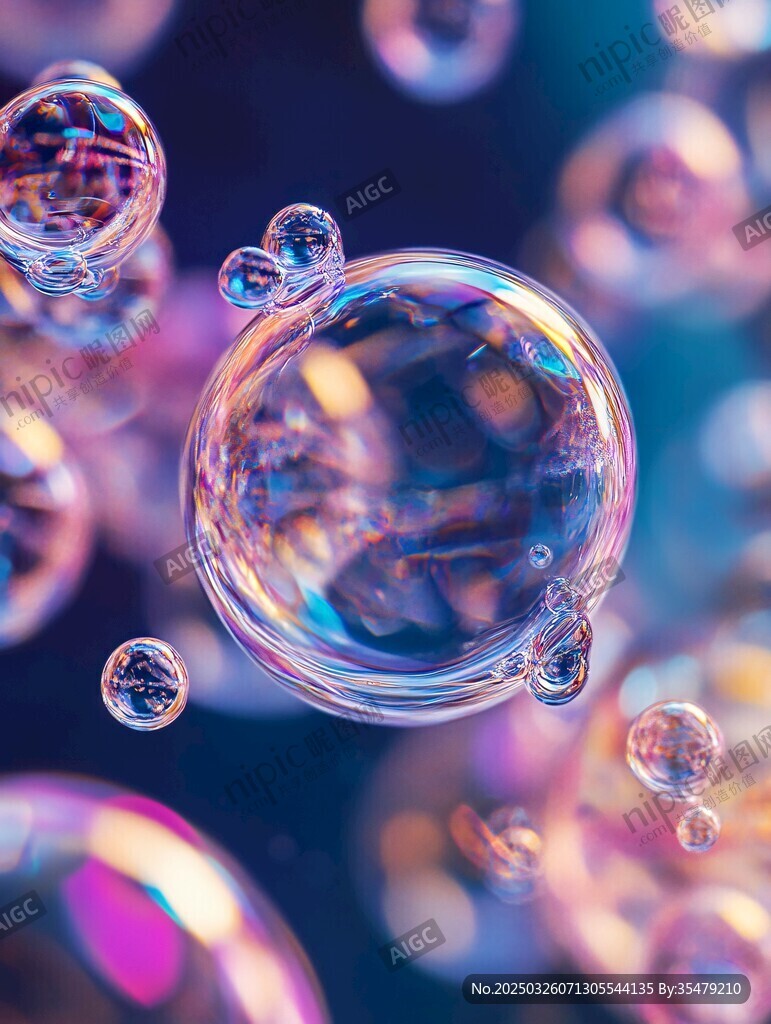 梦幻炫彩的空中肥皂泡