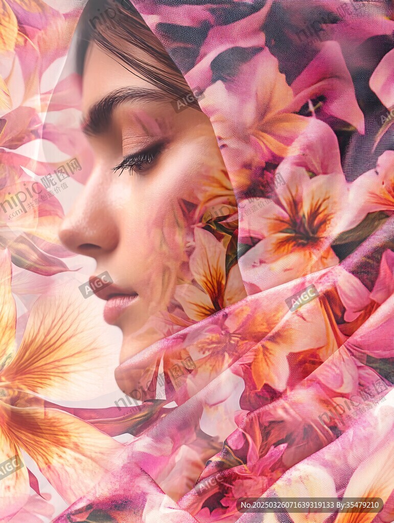 花中佳人的梦幻面容