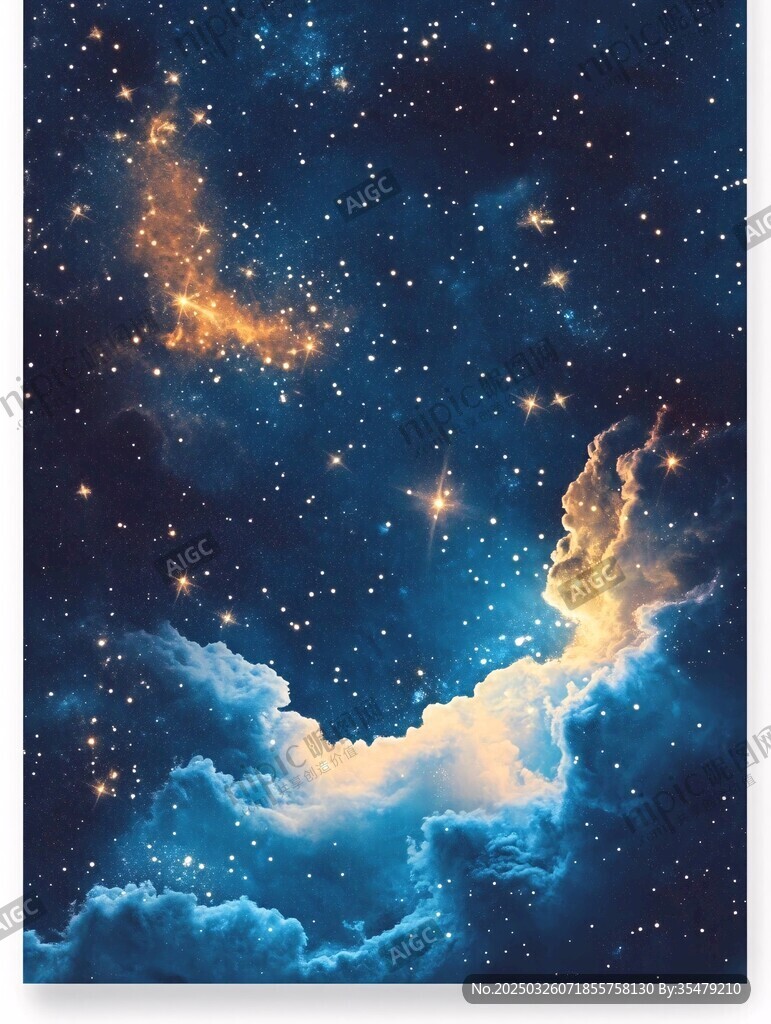 梦幻星空下的云海美景
