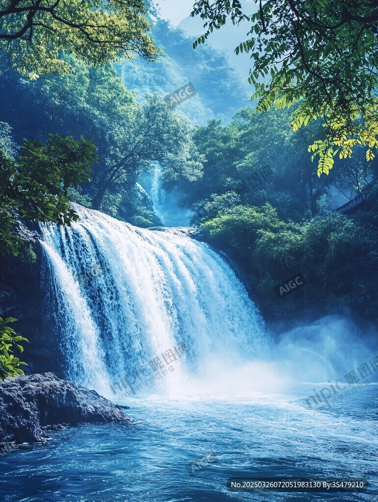 梦幻森林瀑布景观
