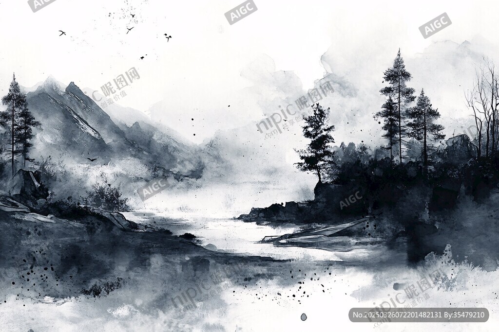 水墨山水意境图